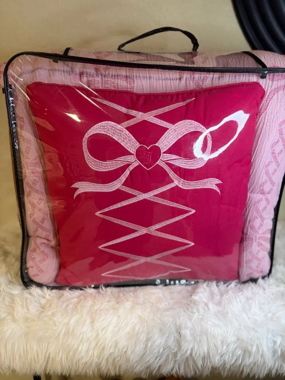 Juicy Couture Rosé Collection Full Queen Bow Bedding Set 4pc NWT Pink